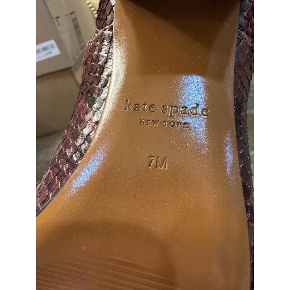 Kate Spade Lake‎ Snake-Embossed Leather Knee High Boots Burgundy  Victorian